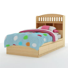 Load image into Gallery viewer, Twin Platform Bed Frame with Storage Drawers in Natural Maple
