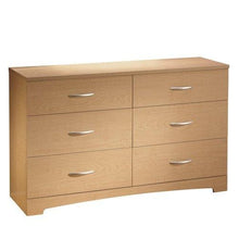 Load image into Gallery viewer, 6 Drawer Dresser Modern Bedroom Chest in Natural Maple Finish