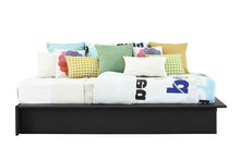 Load image into Gallery viewer, Black Faux Leather Upholstered Platform Bed Frame with Wood Slats in Twin