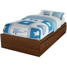 Load image into Gallery viewer, Twin size Cherry Finish Platform Bed with 3 Storage Drawers