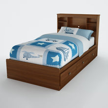Load image into Gallery viewer, Twin size Cherry Finish Platform Bed with 3 Storage Drawers