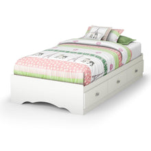 Load image into Gallery viewer, Twin size White Platform Bed Frame with 3 Storage Drawers