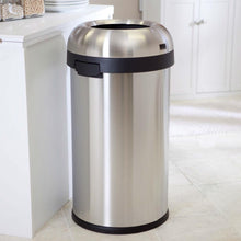 Load image into Gallery viewer, Round Stainless Steel 16-Gallon Kitchen Trash Can with Open Top Design