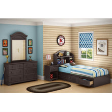 Load image into Gallery viewer, Twin size Arch Top Bookcase Headboard in Chocolate Finish