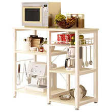 Load image into Gallery viewer, Beige Stainless Steel Kitchen Bakers Rack Utility Table with Wood Cutting Board