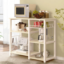 Load image into Gallery viewer, Beige Stainless Steel Kitchen Bakers Rack Utility Table with Wood Cutting Board