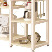Load image into Gallery viewer, Beige Stainless Steel Kitchen Bakers Rack Utility Table with Wood Cutting Board