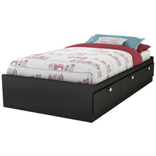 Load image into Gallery viewer, Twin size Platform Bed with 3 Storage Drawers in Black Finish