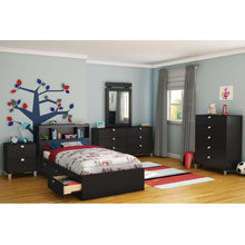 Load image into Gallery viewer, Twin size Platform Bed with 3 Storage Drawers in Black Finish