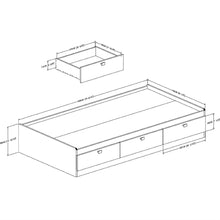 Load image into Gallery viewer, Twin size Platform Bed with 3 Storage Drawers in Black Finish