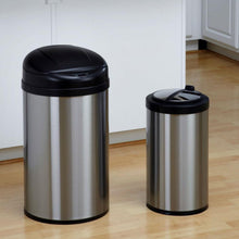 Load image into Gallery viewer, Set of 2 Toucheless Stainless Steel Trash Cans in 3 and 10 Gallon Sizes