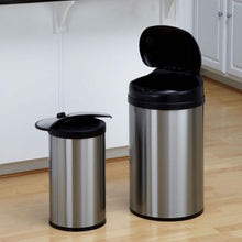 Load image into Gallery viewer, Set of 2 Toucheless Stainless Steel Trash Cans in 3 and 10 Gallon Sizes
