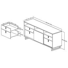 Load image into Gallery viewer, Contemporary TV Stand in Black Finish and Satin Nickel Metal Legs