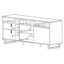 Load image into Gallery viewer, Contemporary TV Stand in Black Finish and Satin Nickel Metal Legs