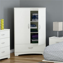 Load image into Gallery viewer, White Clothes Storage Wardrobe Cabinet Armoire with Bottom Drawer