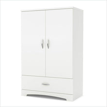 Load image into Gallery viewer, White Clothes Storage Wardrobe Cabinet Armoire with Bottom Drawer