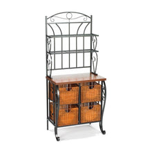 Load image into Gallery viewer, Kitchen Pantry Bakers Rack with 4 Wicker Drawers