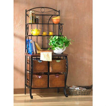 Load image into Gallery viewer, Kitchen Pantry Bakers Rack with 4 Wicker Drawers