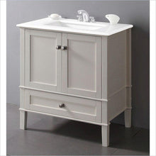 Load image into Gallery viewer, Contemporary Bathroom Vanity in Soft White with Marble Top and Rectangle Sink