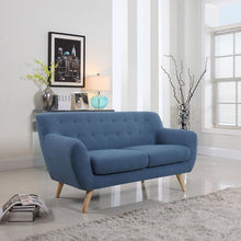 Load image into Gallery viewer, Modern Blue Linen Fabric Upholstered Mid-Century Style Sofa Loveseat
