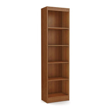 Load image into Gallery viewer, Cherry Wood Finish 71-inch Tall Skinny 5-Shelf Space Saving Bookcase