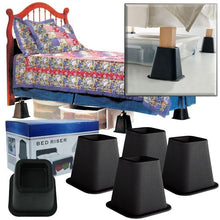 Load image into Gallery viewer, 6-inch High Bed Risers in Black - 4-Pack