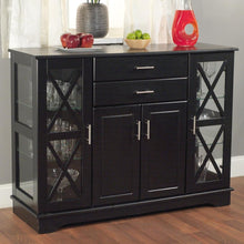 Load image into Gallery viewer, Black Wood Buffet Dining-room Sideboard with Glass Doors