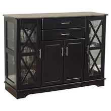 Load image into Gallery viewer, Black Wood Buffet Dining-room Sideboard with Glass Doors