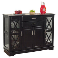 Load image into Gallery viewer, Black Wood Buffet Dining-room Sideboard with Glass Doors