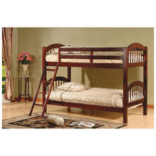 Load image into Gallery viewer, Twin over Twin Bunk Bed with Arch Headboard Footboard in Cherry