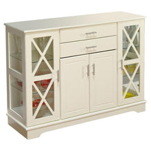 Load image into Gallery viewer, White Wood Buffet Sideboard Cabinet with Glass Display Doors