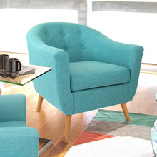 Load image into Gallery viewer, Turquoise Modern Mid-Century Style Arm Chair with Solid Wood Legs