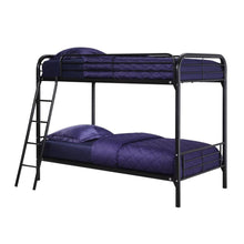 Load image into Gallery viewer, Twin over Twin size Black Metal Bunk Bed Frame with Ladder