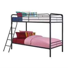 Load image into Gallery viewer, Twin over Twin size Black Metal Bunk Bed Frame with Ladder
