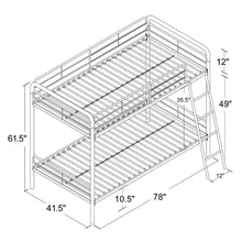 Load image into Gallery viewer, Twin over Twin size Black Metal Bunk Bed Frame with Ladder