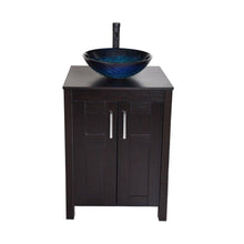Load image into Gallery viewer, Modern Bathroom Vanity Set with Dark Brown Cabinet Blue Glass Sink Top and Faucet