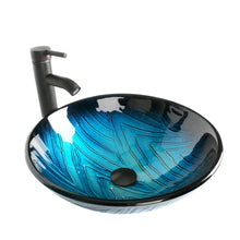 Load image into Gallery viewer, Modern Bathroom Vanity Set with Dark Brown Cabinet Blue Glass Sink Top and Faucet