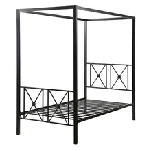 Load image into Gallery viewer, Twin size Black Metal Canopy Bed Frame with Medallion Accents