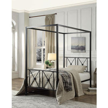 Load image into Gallery viewer, Twin size Black Metal Canopy Bed Frame with Medallion Accents