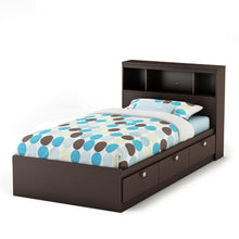 Load image into Gallery viewer, Twin size Contemporary Bookcase Headboard in Chocolate Finish