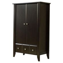 Load image into Gallery viewer, 2-Door Bedroom Clothes Storage Cabinet Wardrobe Armoire in Dark Brown Wood Finish