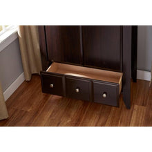 Load image into Gallery viewer, 2-Door Bedroom Clothes Storage Cabinet Wardrobe Armoire in Dark Brown Wood Finish