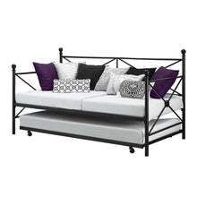 Load image into Gallery viewer, Twin size Black Metal Day Bed Frame and Roll out Trundle Set