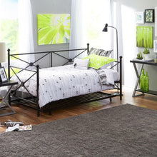 Load image into Gallery viewer, Twin size Black Metal Day Bed Frame and Roll out Trundle Set