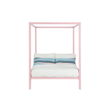 Load image into Gallery viewer, Twin size Metal Platform Canopy Bed Frame in Pink - Great for Kids Girls and Teens