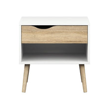 Load image into Gallery viewer, Modern Mid Century Style End Table Nightstand in White &amp; Oak Finish