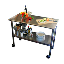Load image into Gallery viewer, 2ft x 4ft Stainless Steel Top Kitchen Prep Table with Locking Casters Wheels