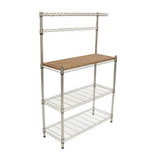 Load image into Gallery viewer, Metal Bakers Rack with Hanging Bar and Bamboo Cutting Board
