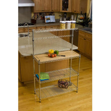 Load image into Gallery viewer, Metal Bakers Rack with Hanging Bar and Bamboo Cutting Board