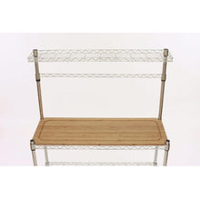 Load image into Gallery viewer, Metal Bakers Rack with Hanging Bar and Bamboo Cutting Board